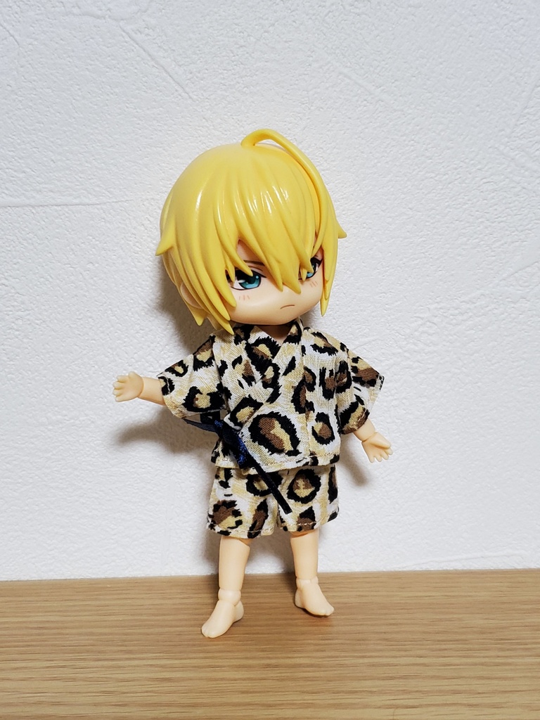 リボン甚平 豹柄/黄白