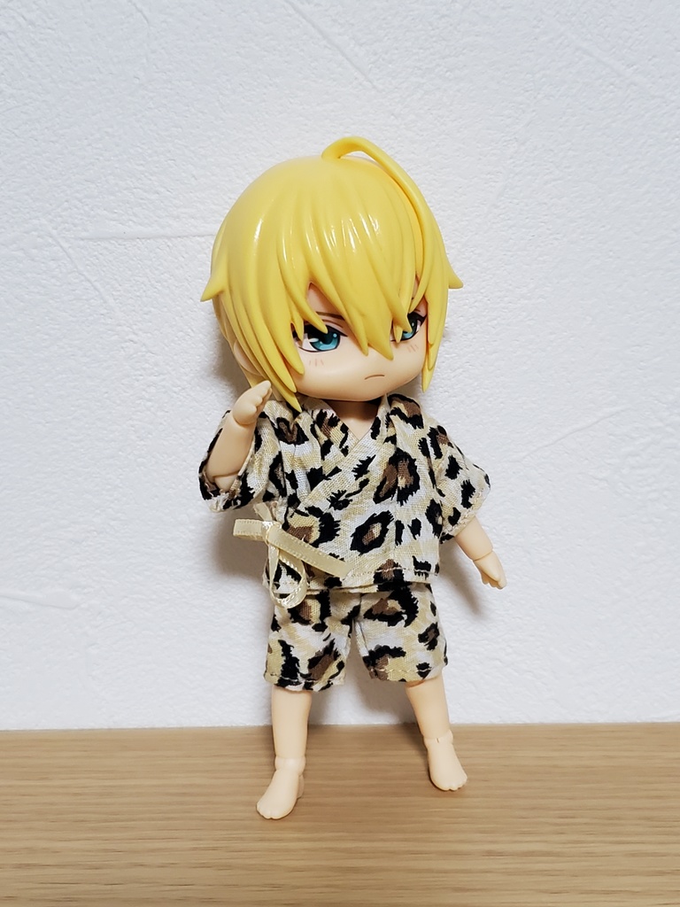 リボン甚平 豹柄/黄白