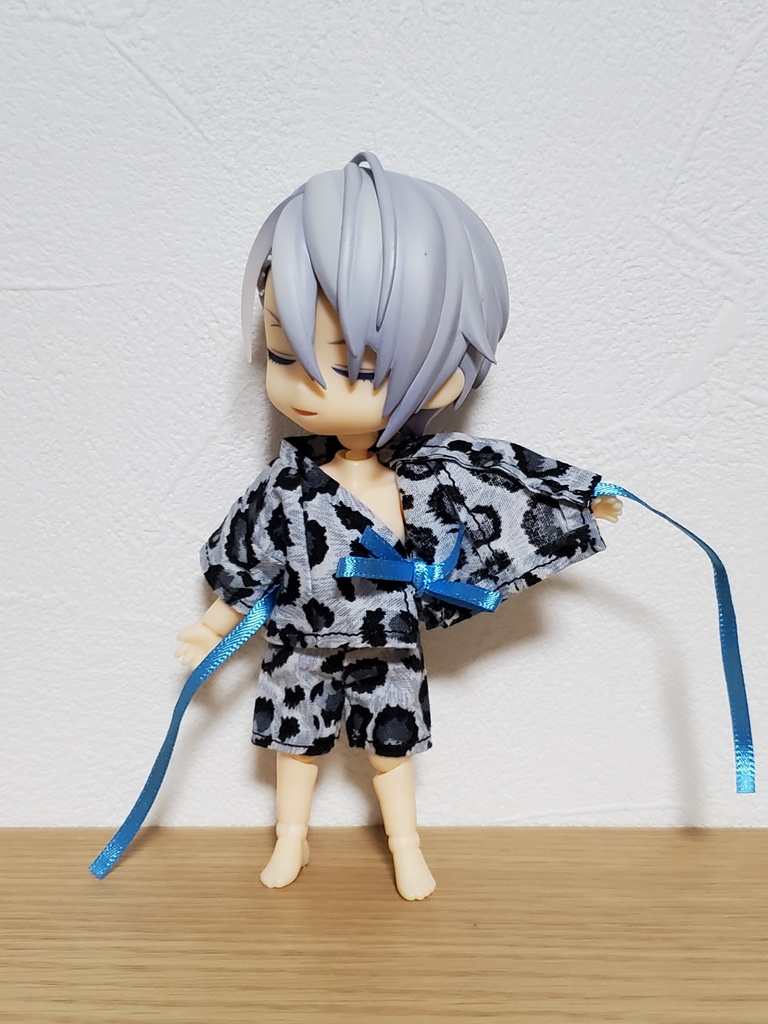 リボン甚平 豹柄/グレー