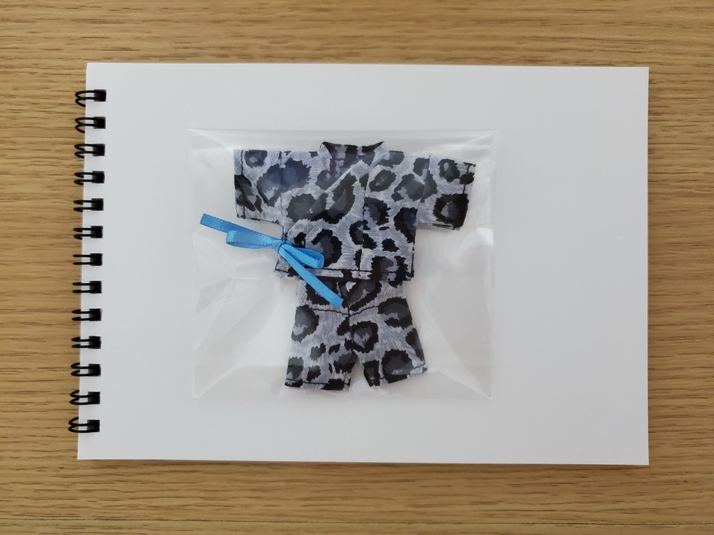 リボン甚平 豹柄/グレー