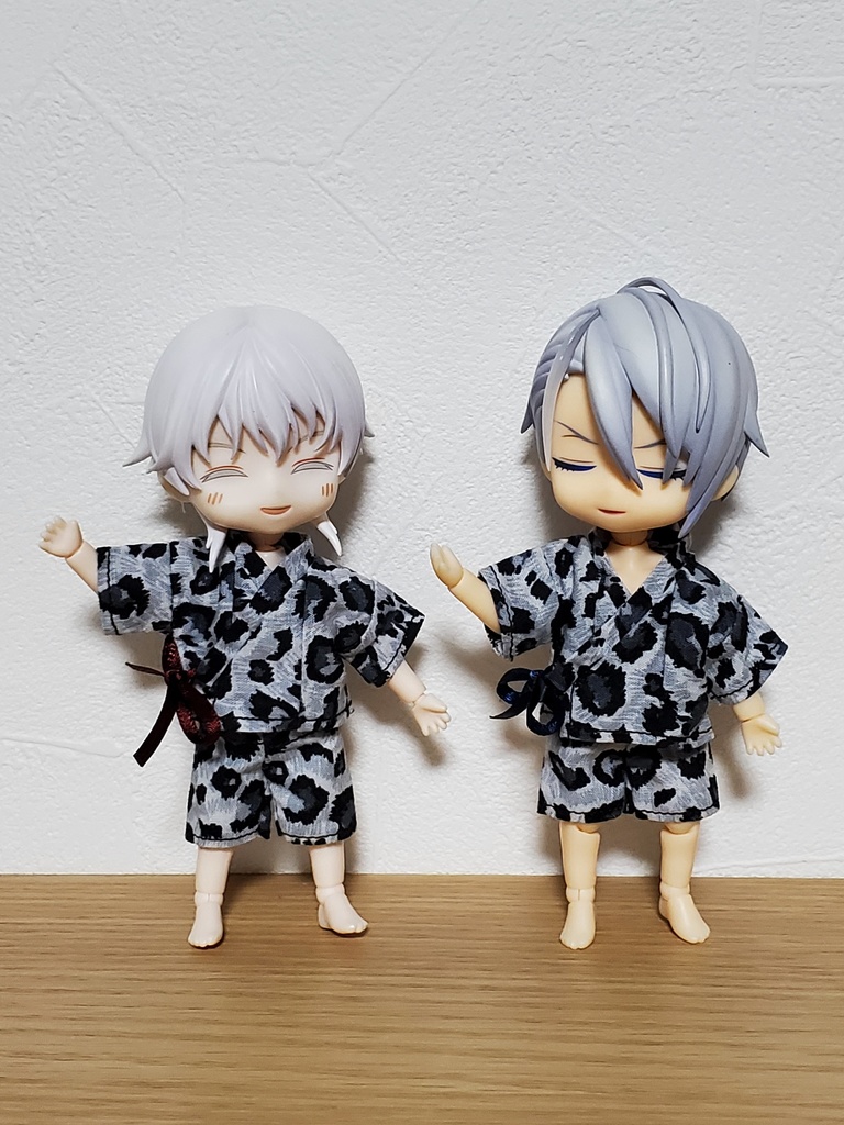 リボン甚平 豹柄/グレー