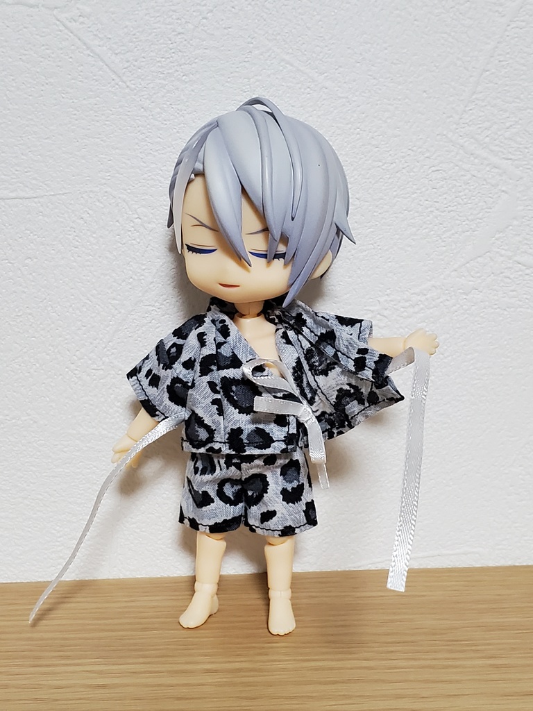 リボン甚平 豹柄/グレー