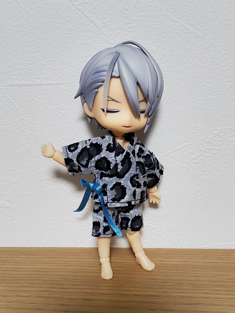 リボン甚平 豹柄/グレー