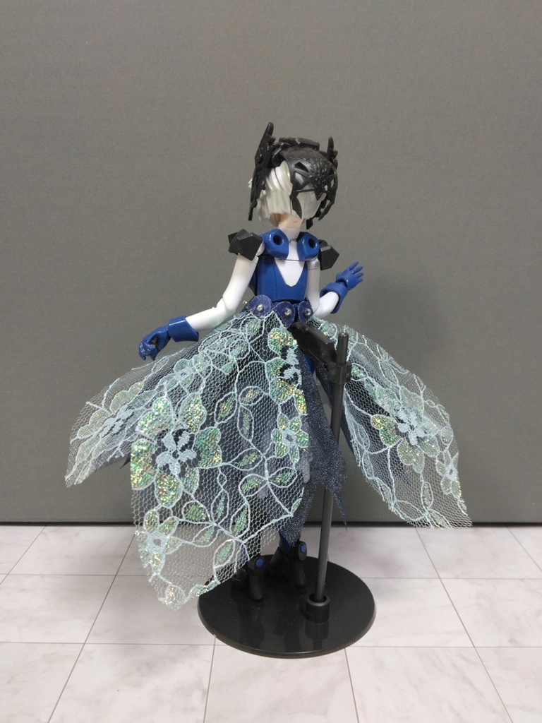 武装スカートset　雫形　ブルーラメレース×紺パニエ