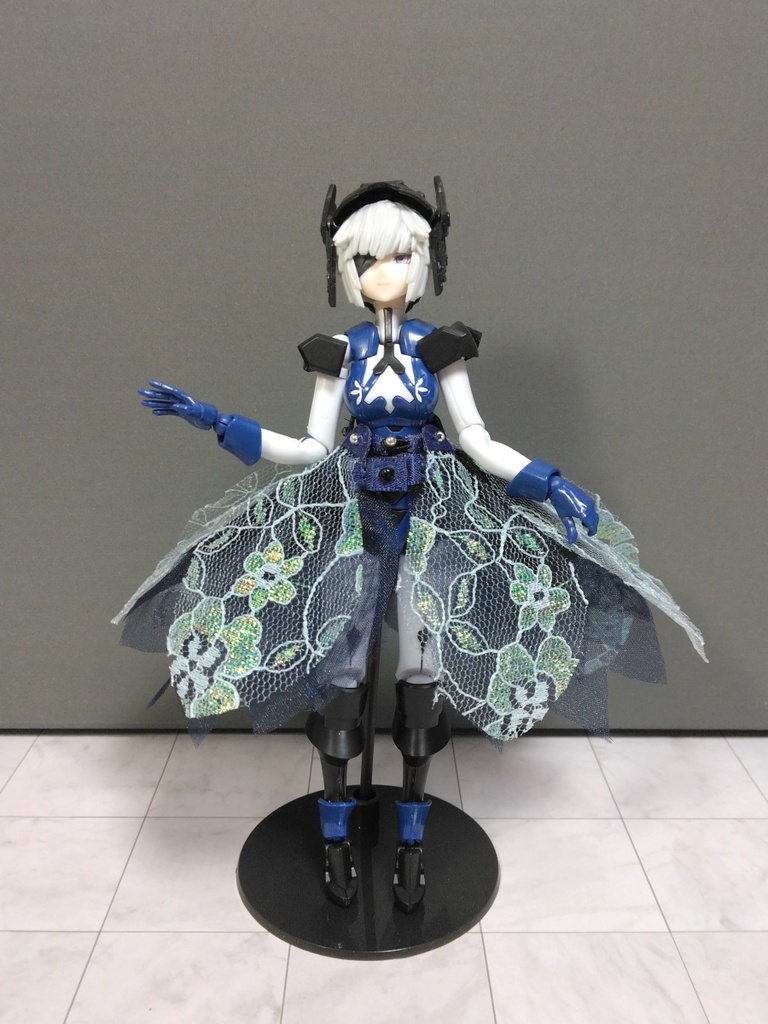 武装スカートset　雫形　ブルーラメレース×紺パニエ