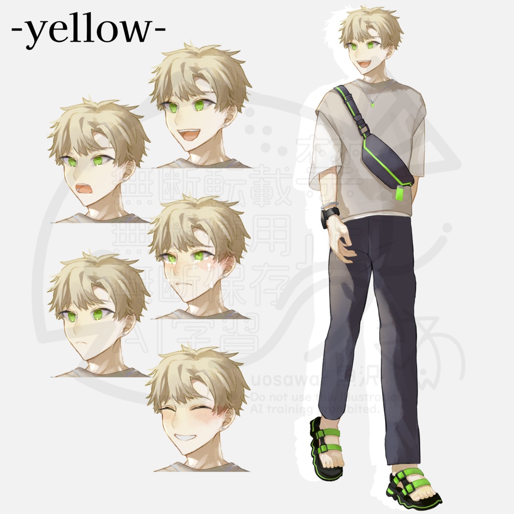 〘100円~〙男子ペア立ち絵¦髪型差分・表情 3種+4種