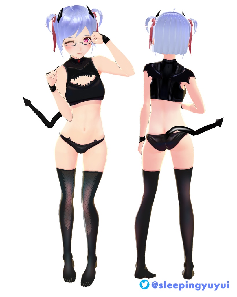 【VROID用】 サキュバスランジェリー Black PVC Bat Succubus Lingerie set