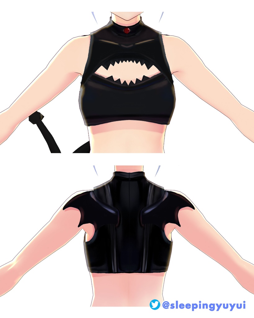 【VROID用】 サキュバスランジェリー Black PVC Bat Succubus Lingerie set