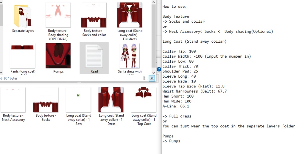 【VROID用】クリスマスサンタドレスとスカート Christmas santa dress with skirt