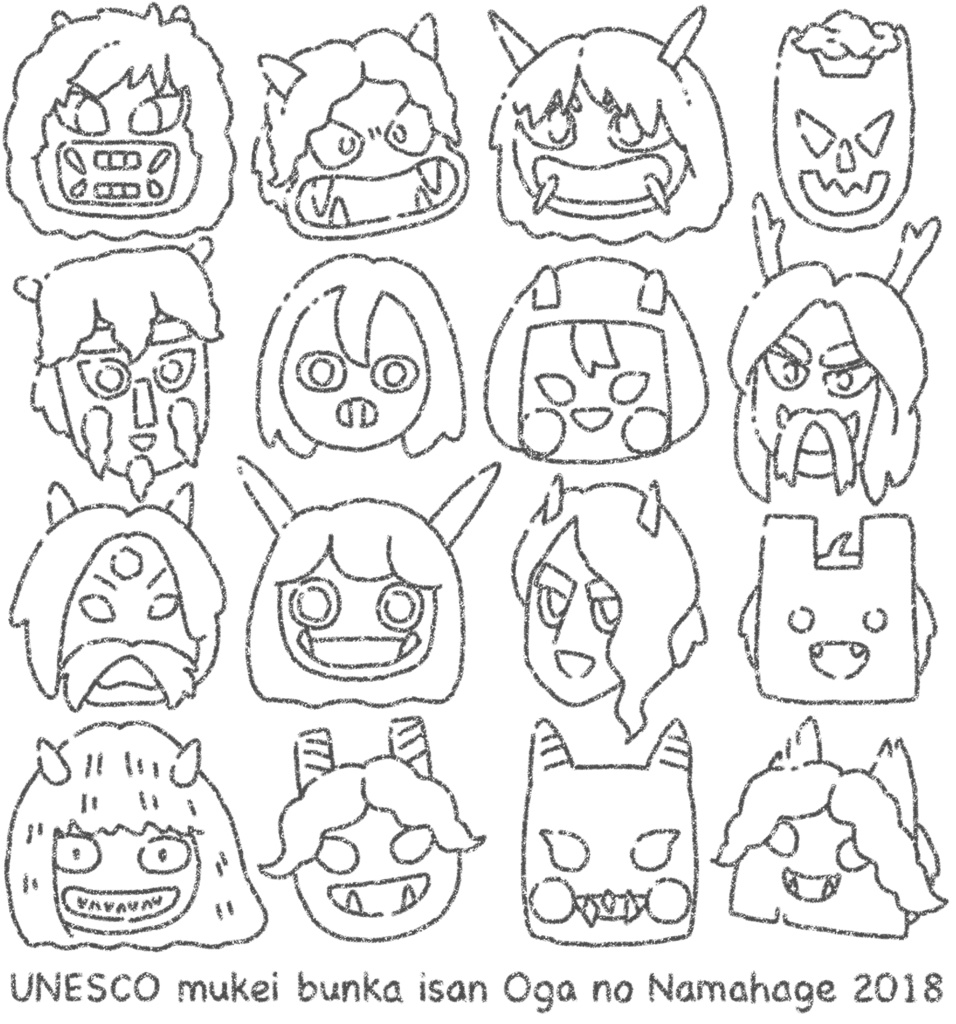 なまはげいっぱいTシャツ黒