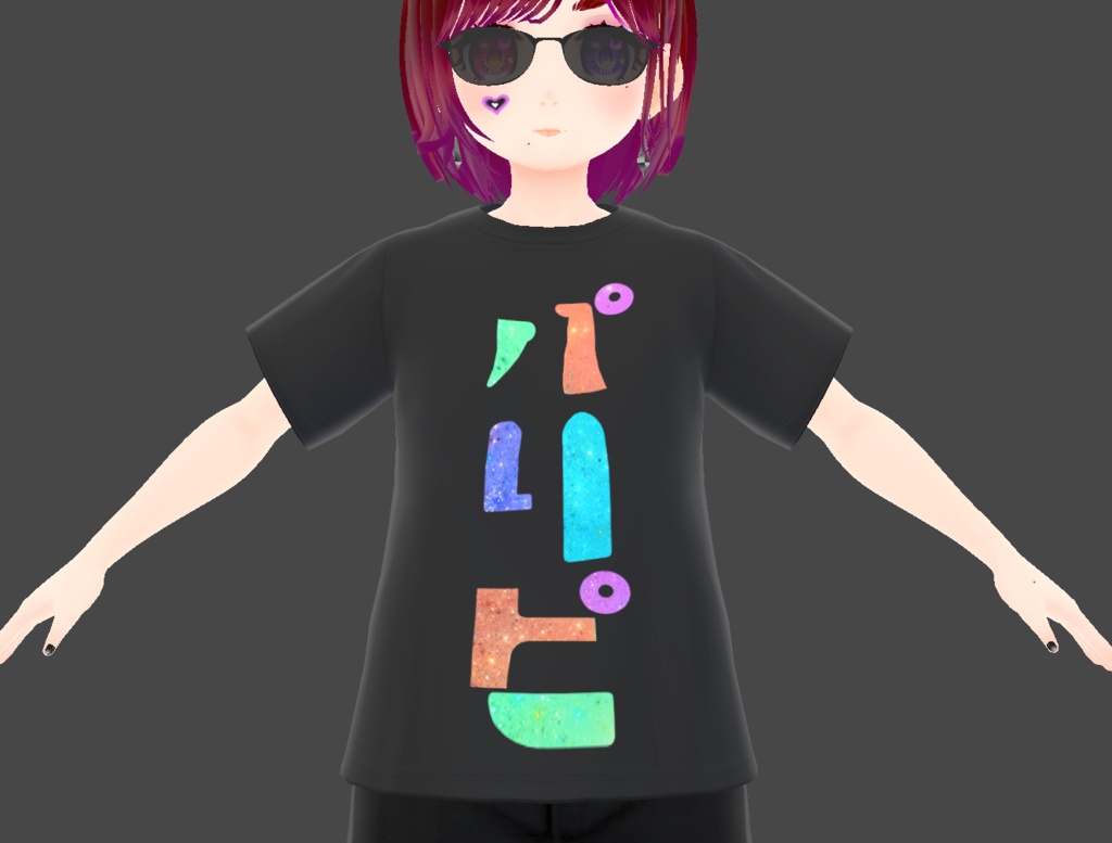 [無料･Vroid] パリピＴシャツ(黒と白)