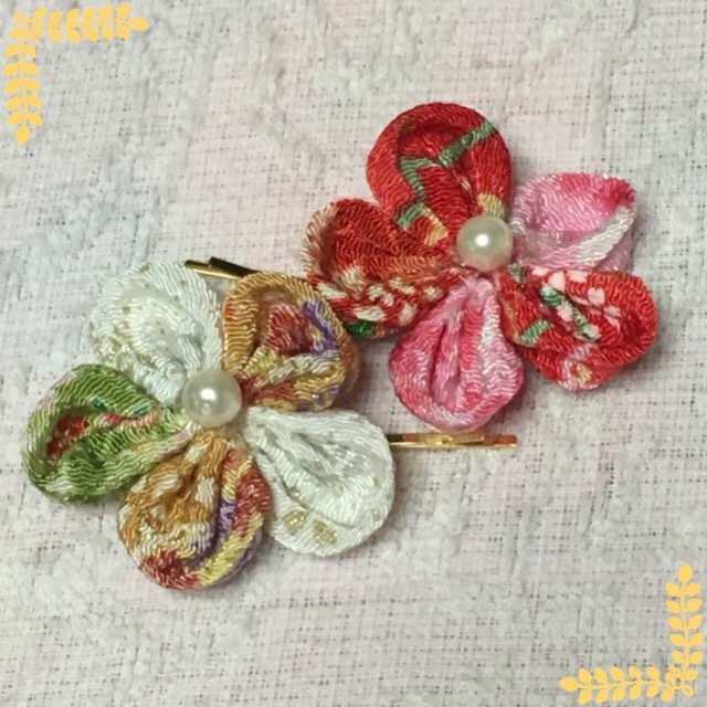 【島国】つまみ細工ヘアピン（中）