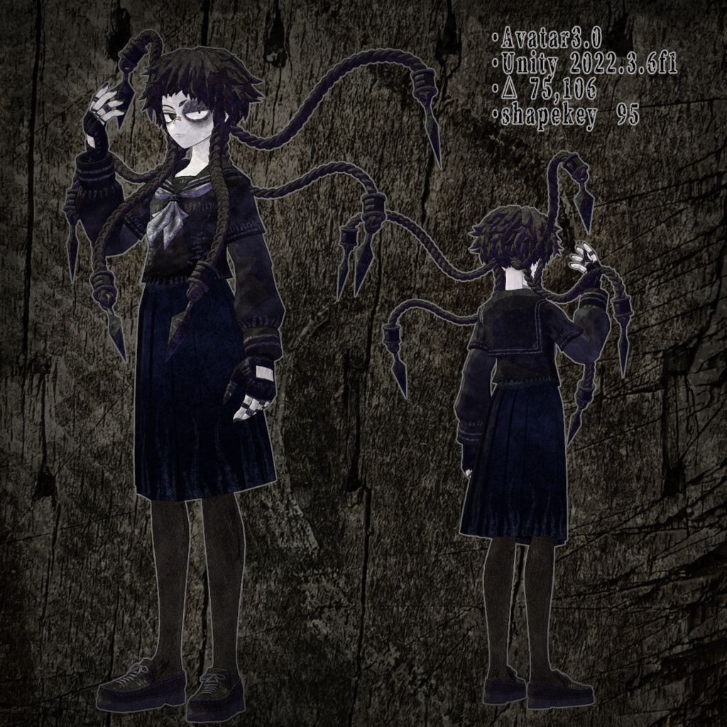 VRChat想定3Dアバター「紙蔵 カムクラ kamukura」