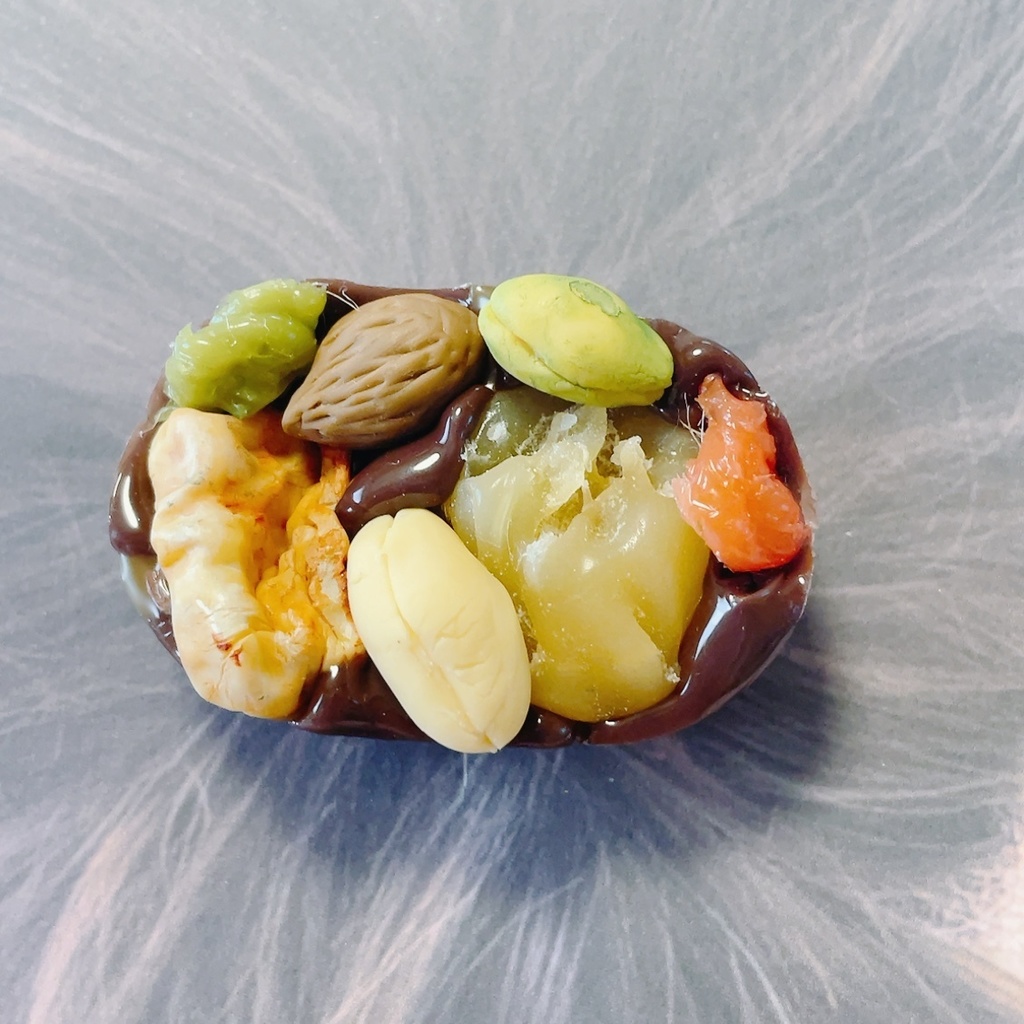 とろけるスイーツアクセサリー(ナッツとドライフルーツたっぷりマンディアンチョコレート)ヘアゴム茶