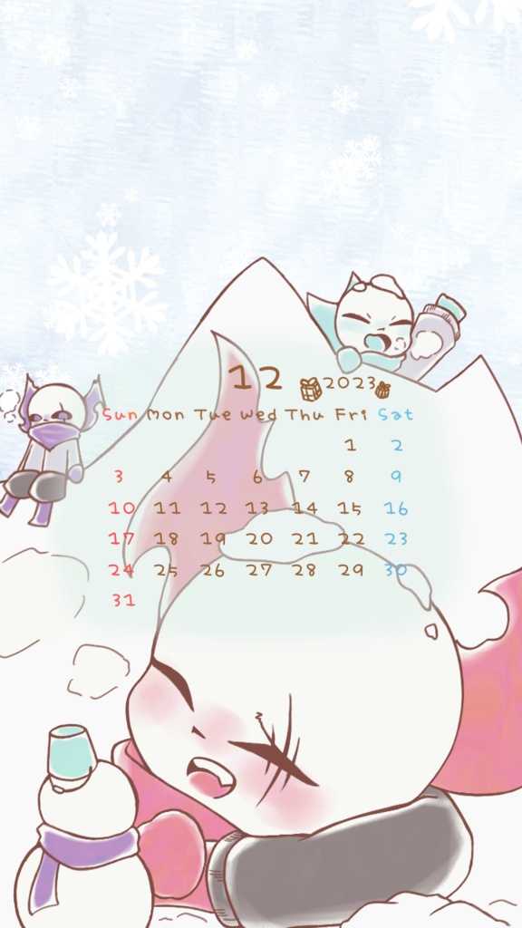 12月のカレンダー⛄️♥️🩵💜❄️