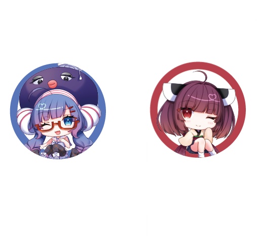 ウナ・きりたん　缶バッジ