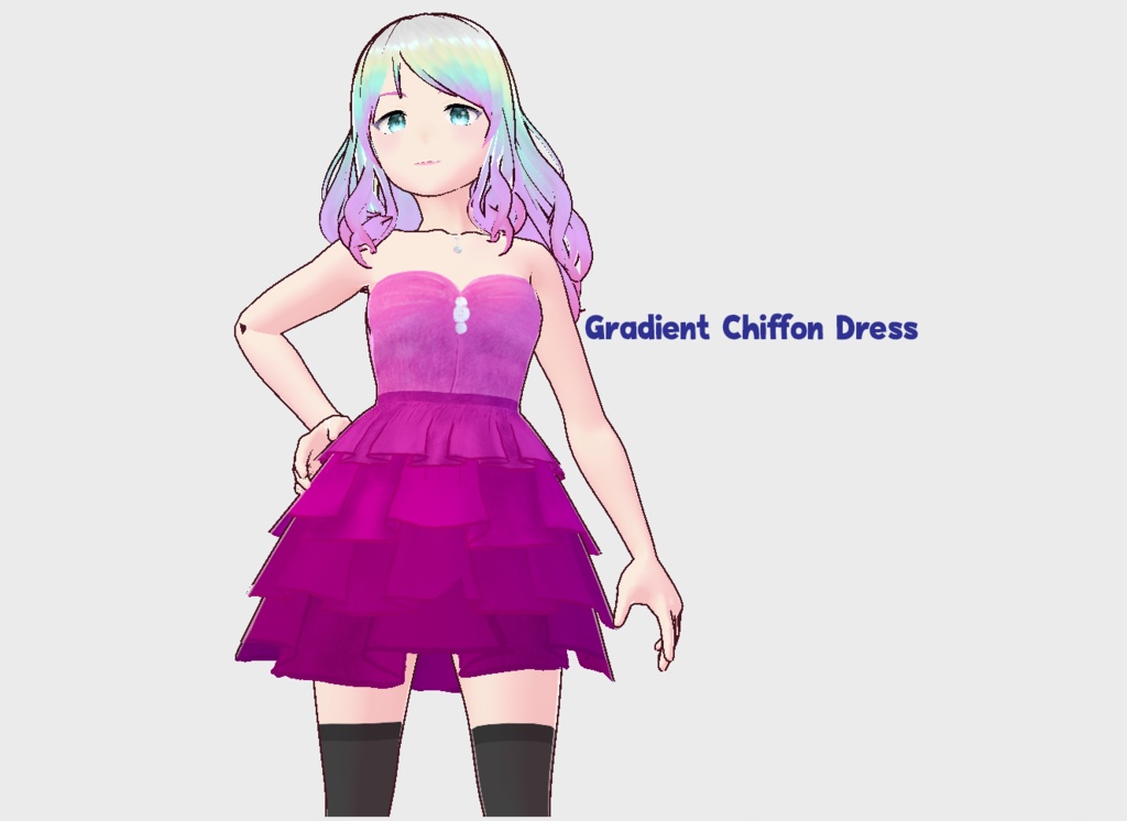 Pink Gradient Chiffon Dress