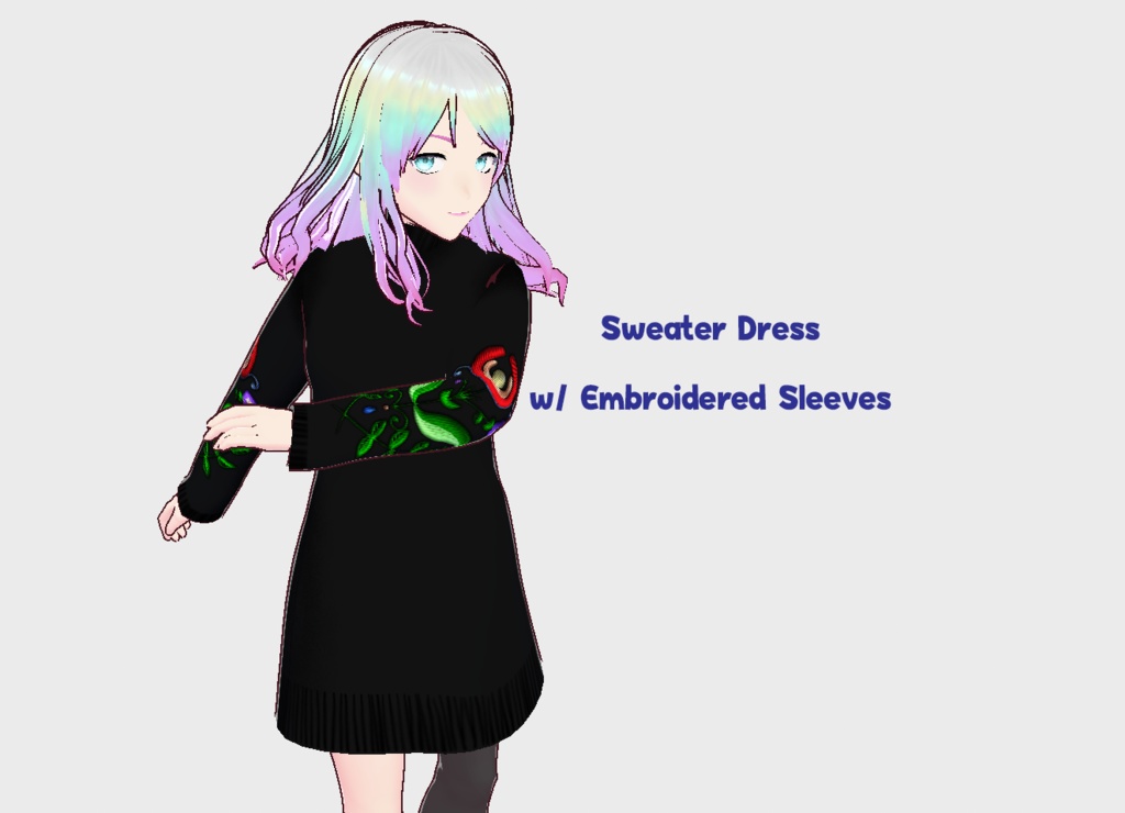 Sweater Dress with Embroidered Sleeve