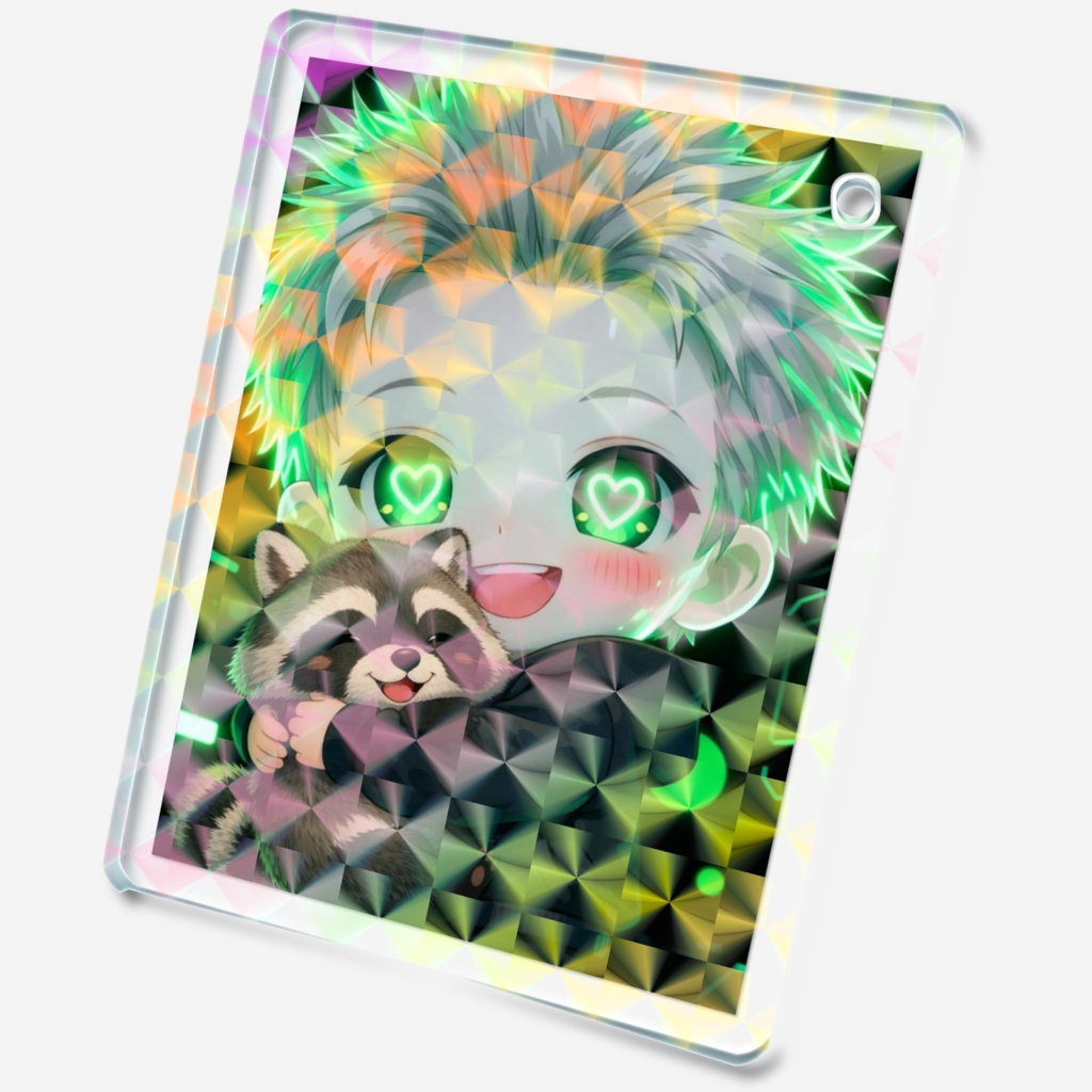 ホログラムアクリルキーホルダー(アライグマとうのぴ)
