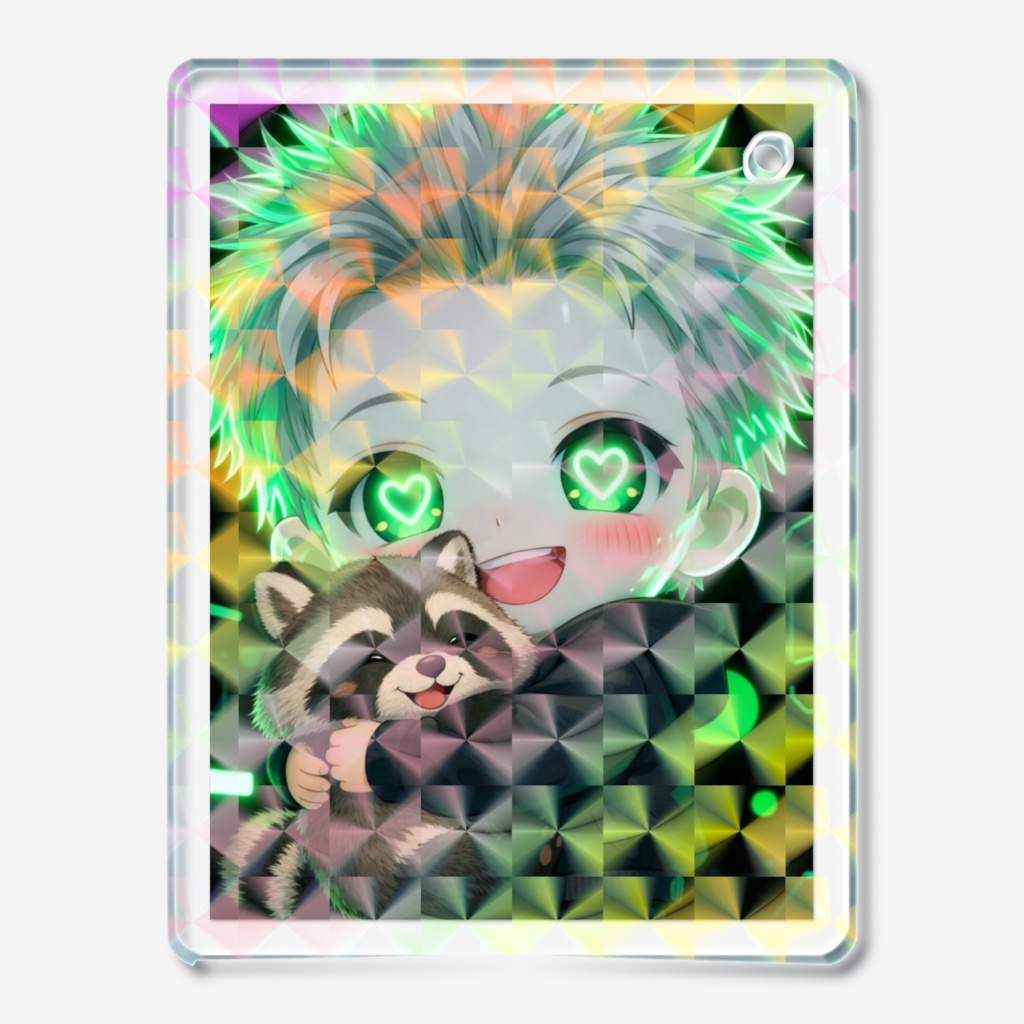 ホログラムアクリルキーホルダー(アライグマとうのぴ)