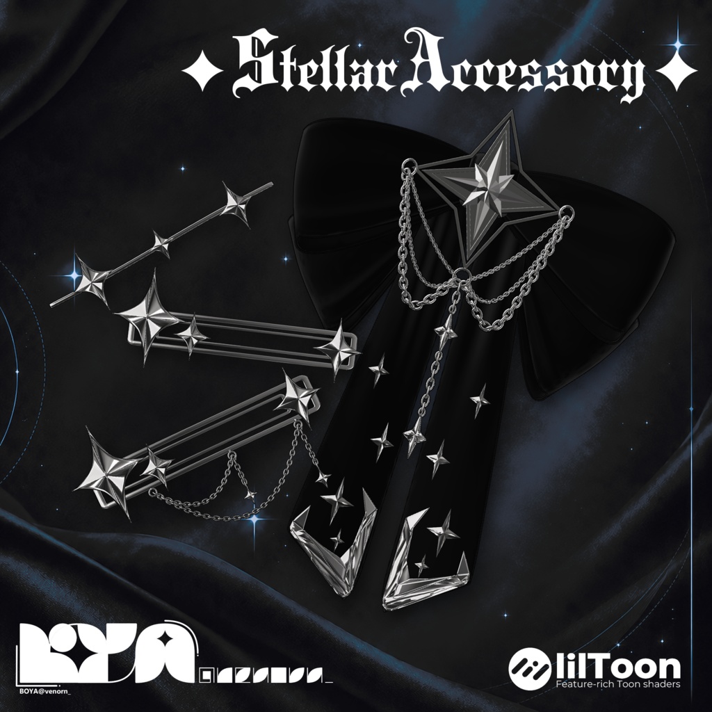 【VRChat向け】Stellar Accessories|揺れるブローチ&ヘアピン【3D・2D/lilToon】