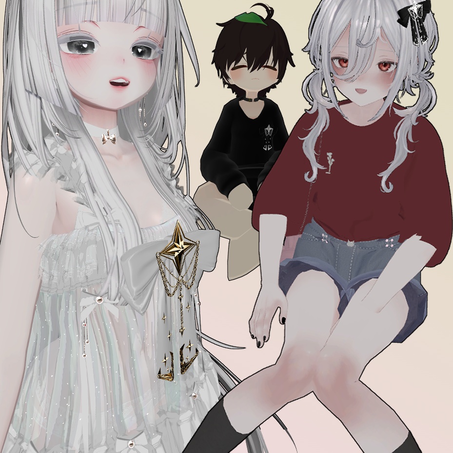 【VRChat向け】Stellar Accessories|揺れるブローチ&ヘアピン【3D・2D/lilToon】