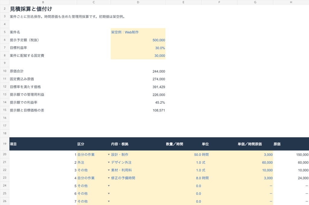 見積採算・年間資金計画キット|受託業向け【Excel+自動保存ブラウザー版】