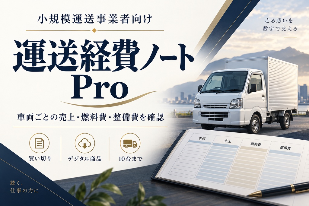 運送経費ノート Pro｜車両別採算・燃費・整備管理【Excel＋自動保存ブラウザー版】