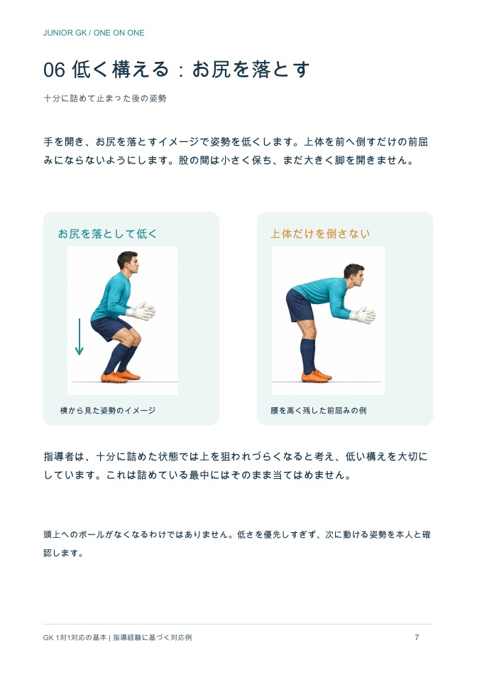 GK 1対1対応の基本|飛び出し・距離の詰め方・Xブロック【図解PDF・10ページ】