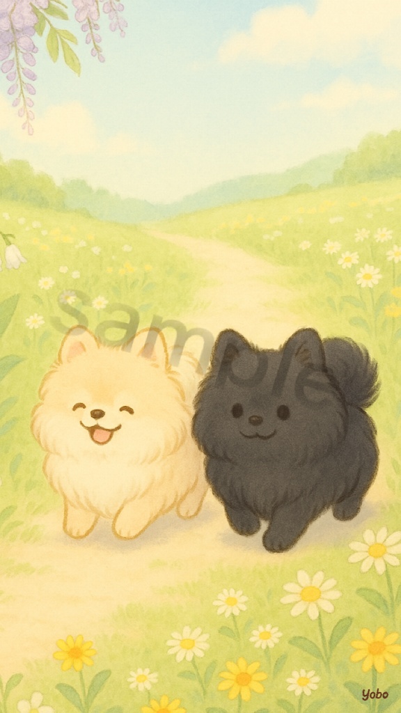 【無料】ポメラニアン/初夏のおさんぽ壁紙