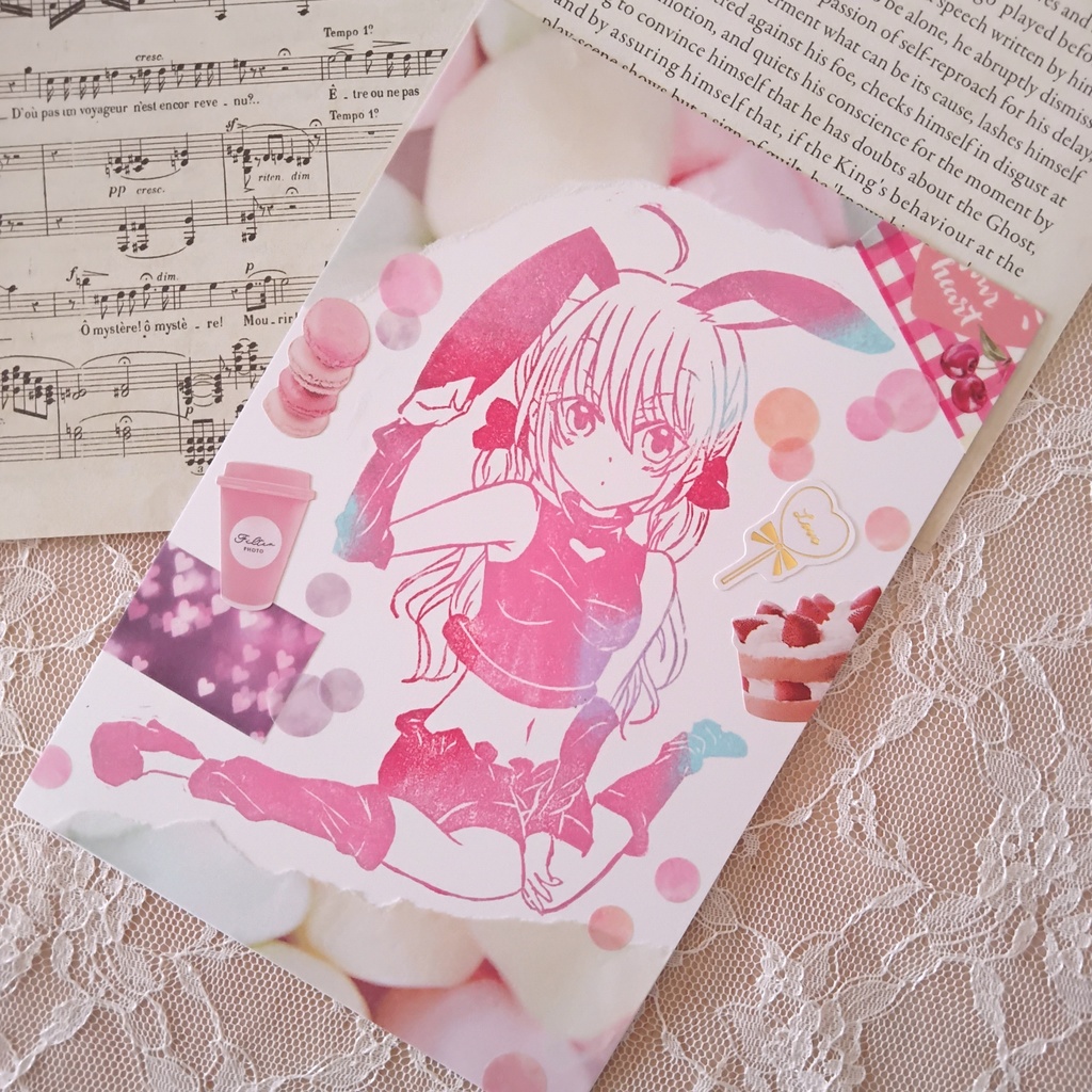 ぴょんぴょん♡ガーリーキュートなバニーの女の子の消しゴムはんこ うさぎ 卯年 ラビット 受注 判子 スタンプ イラスト マンガ