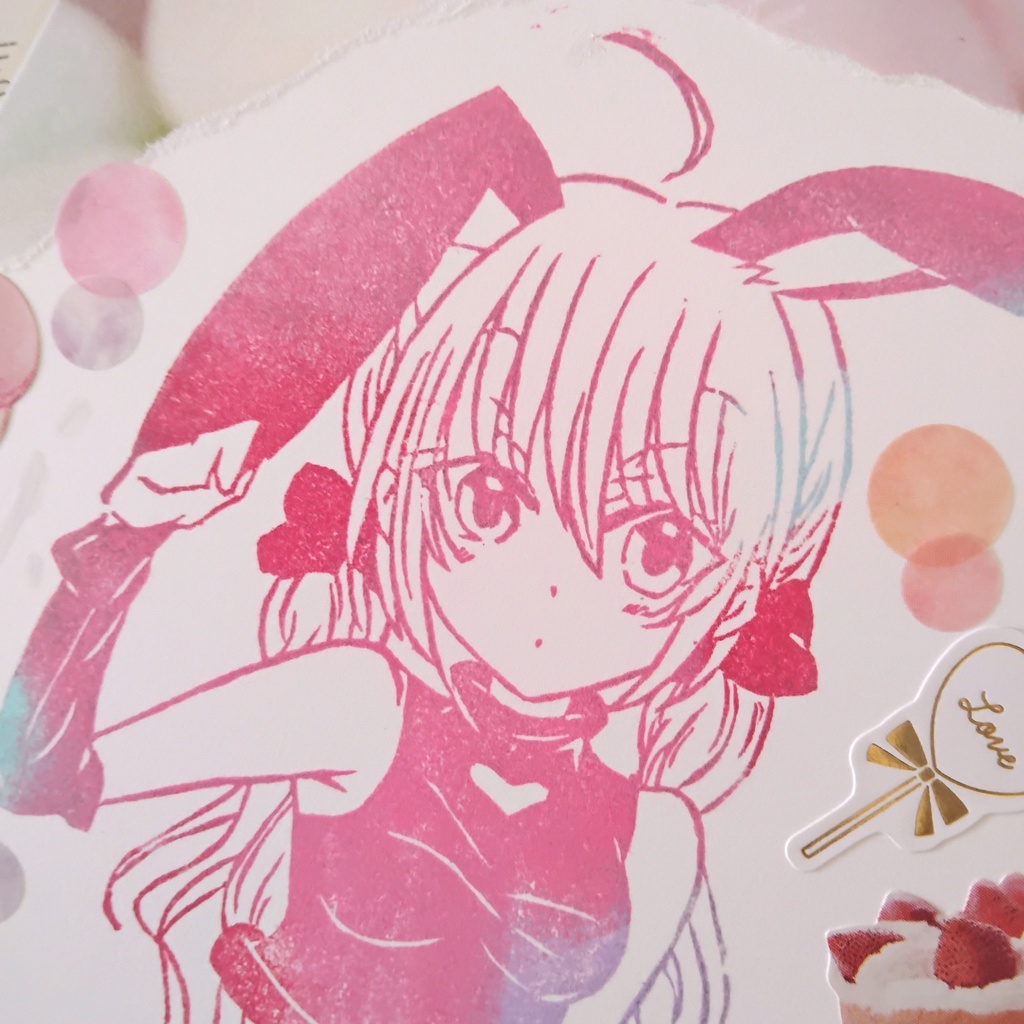 ぴょんぴょん♡ガーリーキュートなバニーの女の子の消しゴムはんこ うさぎ 卯年 ラビット 受注 判子 スタンプ イラスト マンガ