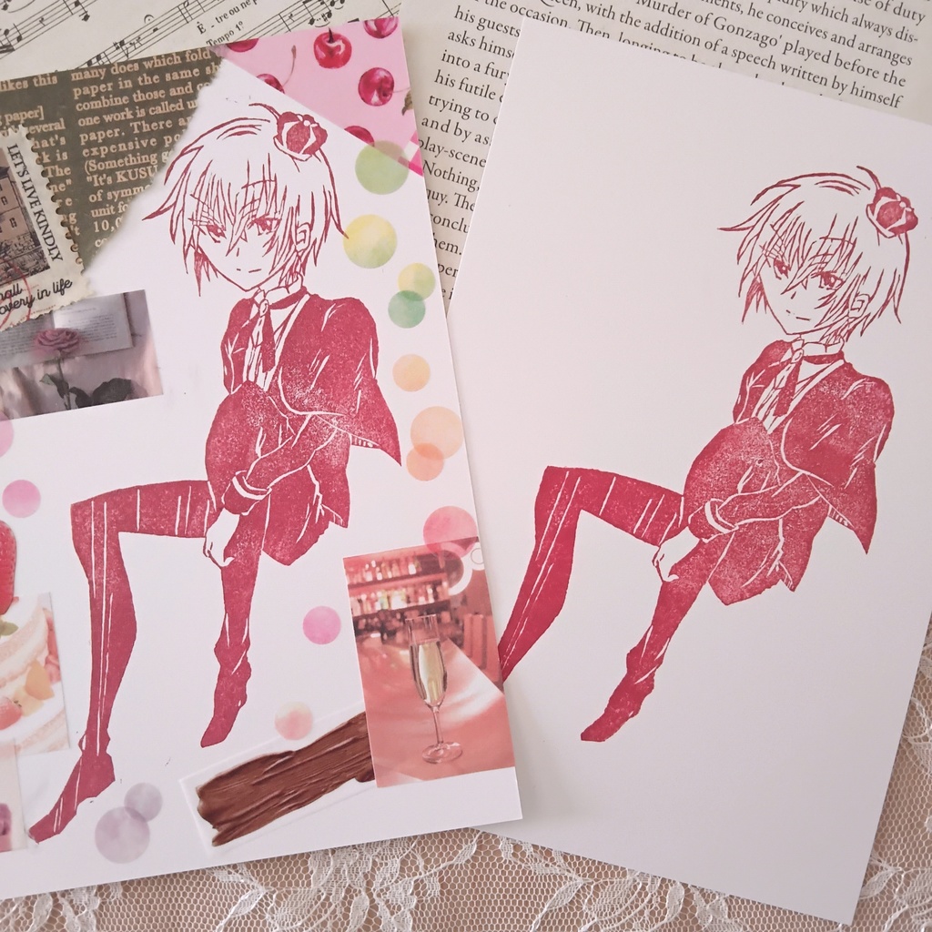 クラウンをのせた高貴な王子様の消しゴムはんこ ケープ付き正装 男の子 受注 判子 スタンプ イラスト マンガ