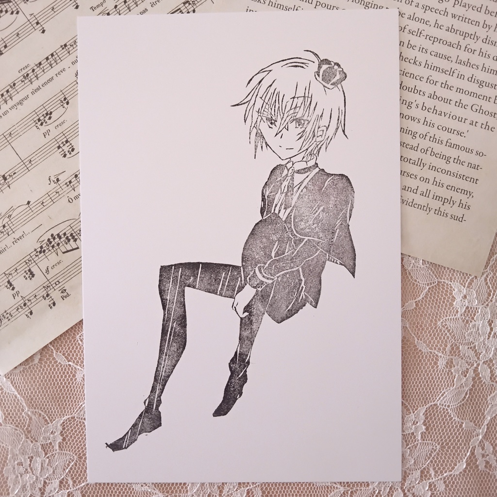 クラウンをのせた高貴な王子様の消しゴムはんこ ケープ付き正装 男の子 受注 判子 スタンプ イラスト マンガ