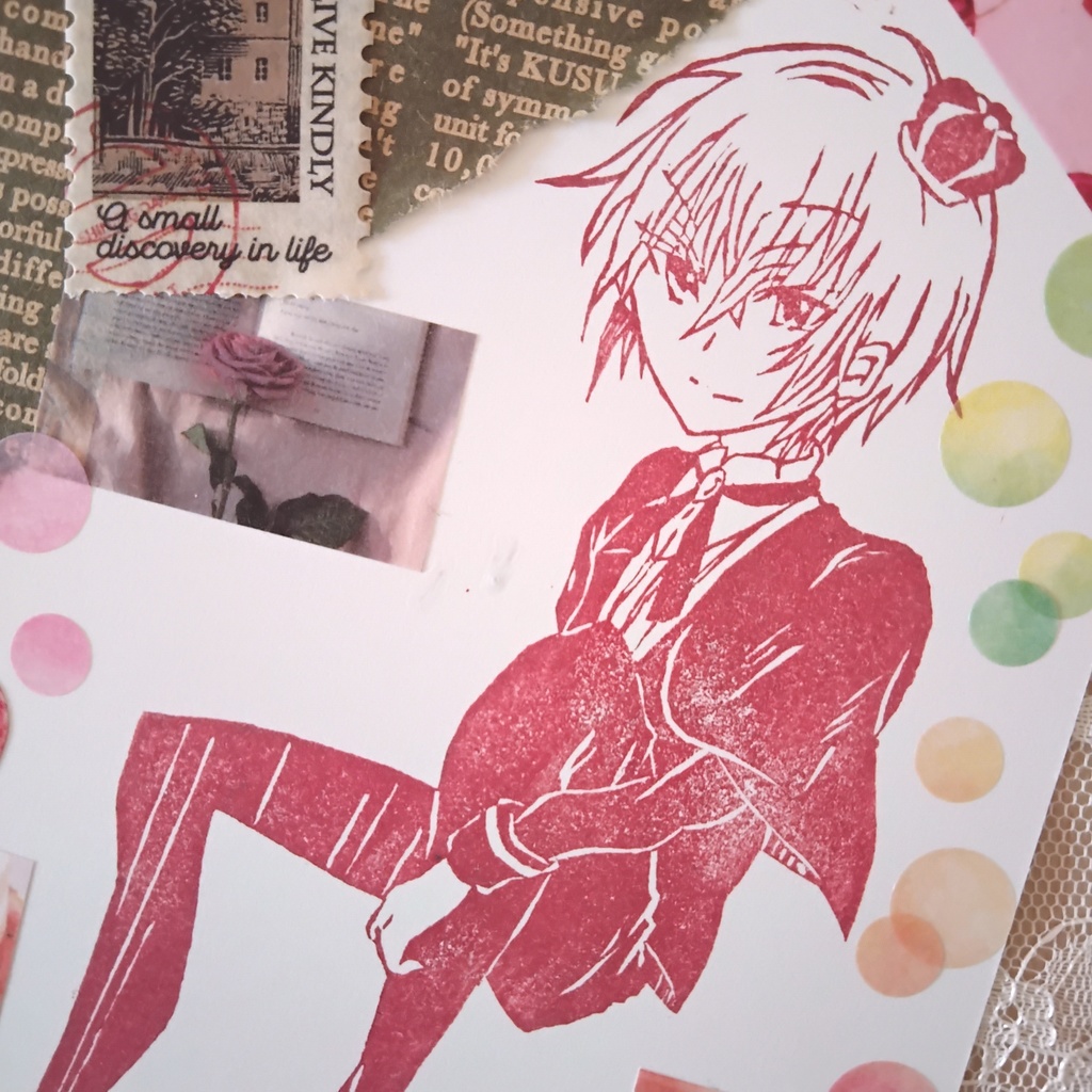 クラウンをのせた高貴な王子様の消しゴムはんこ ケープ付き正装 男の子 受注 判子 スタンプ イラスト マンガ