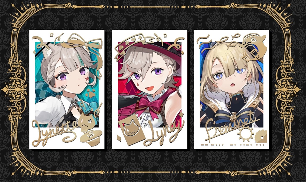 リネ&リネット&フレミネ箔押しフォト風カード