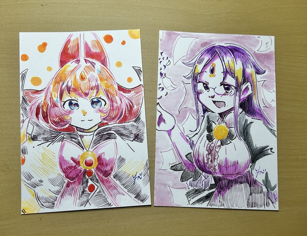 マギレコ　ガラスペンインク　原画イラスト　2種