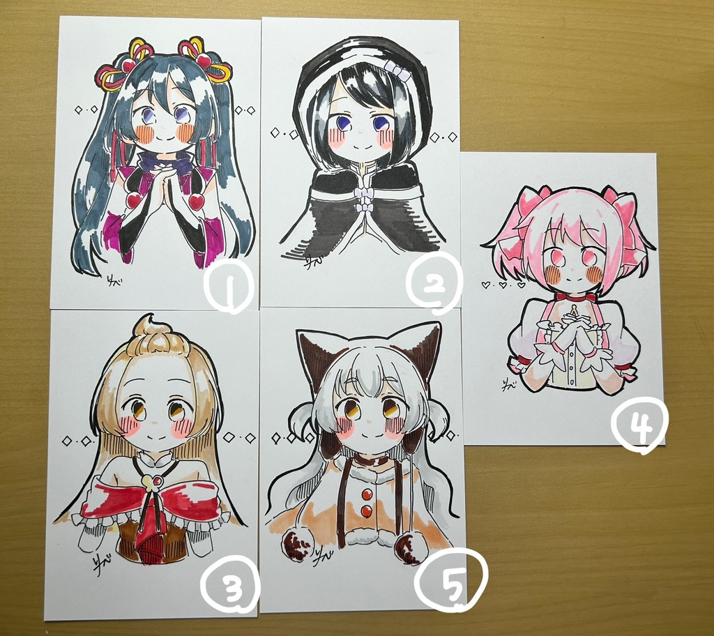 まどマギ、マギレコ　ドローイングイラスト5種