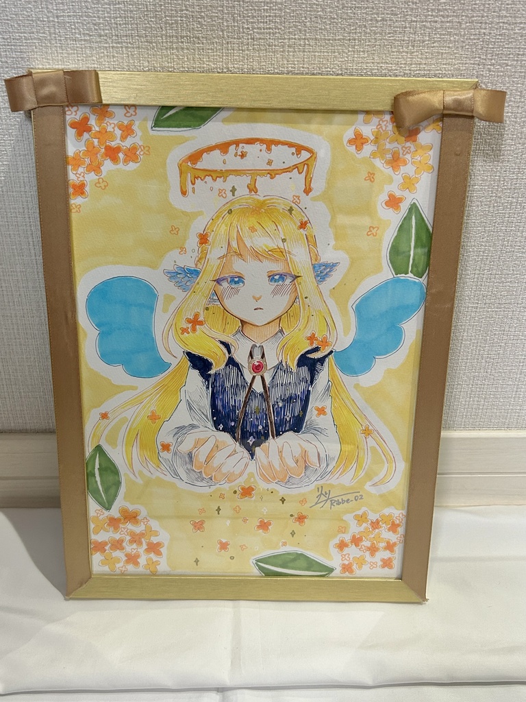 A4アナログ原画 「秋の香り」【額あり】