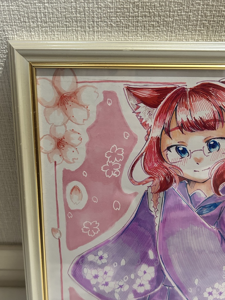 大色紙原画「桜舞う喜び」【額装あり】