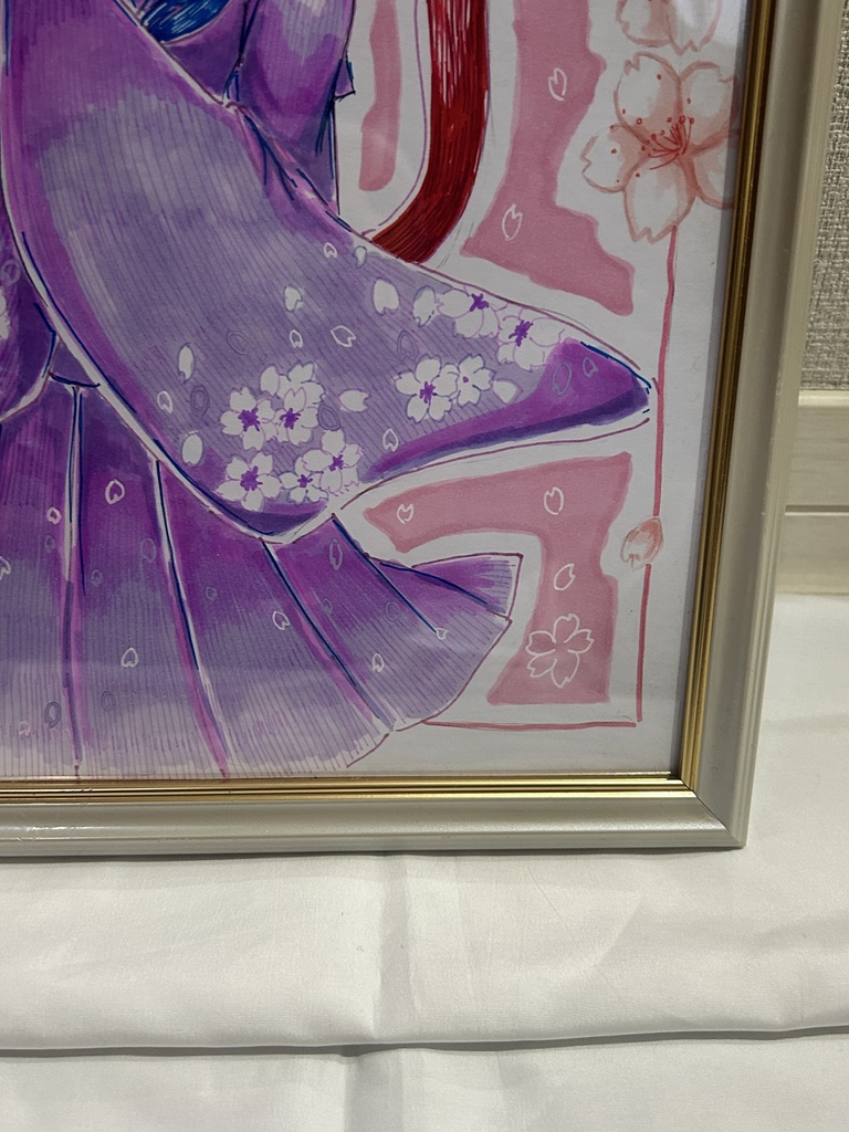 大色紙原画「桜舞う喜び」【額装あり】