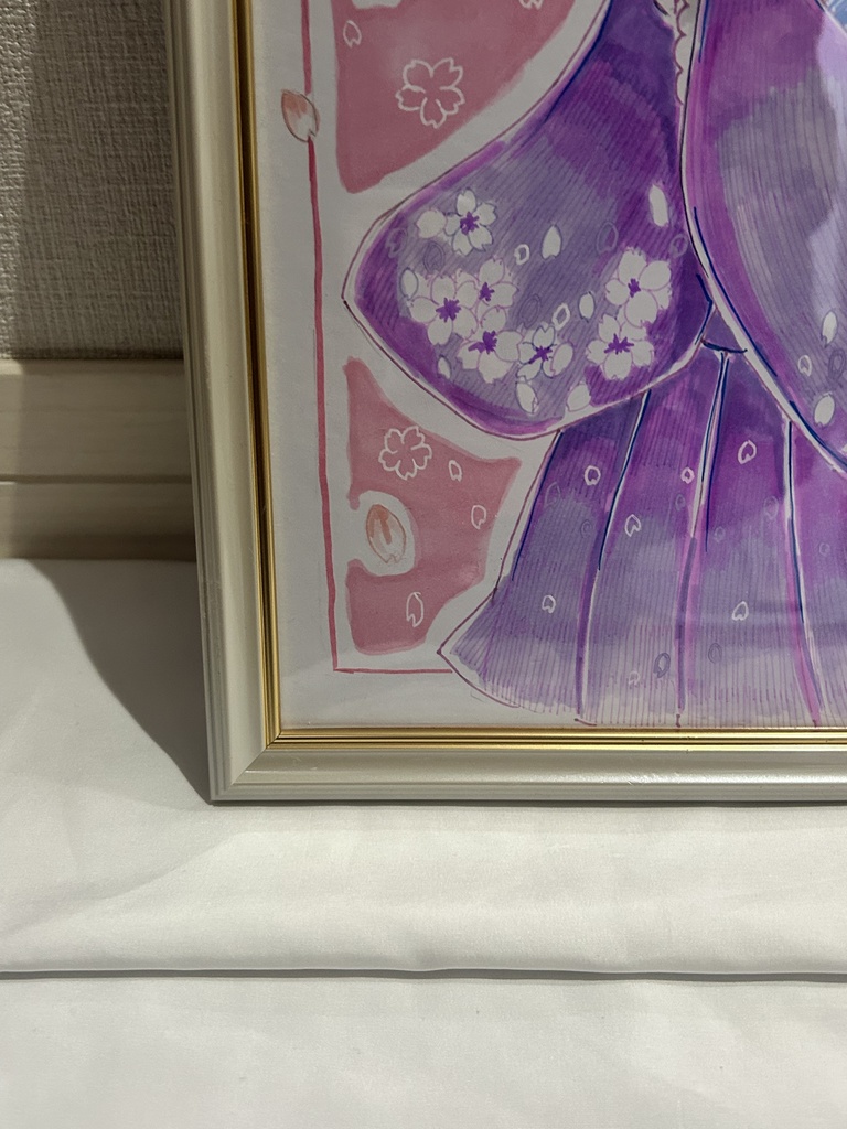 大色紙原画「桜舞う喜び」【額装あり】