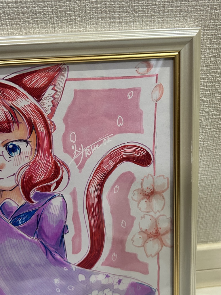 大色紙原画「桜舞う喜び」【額装あり】