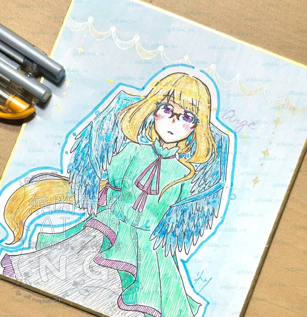 【一次創作】小色紙原画　アンジュ
