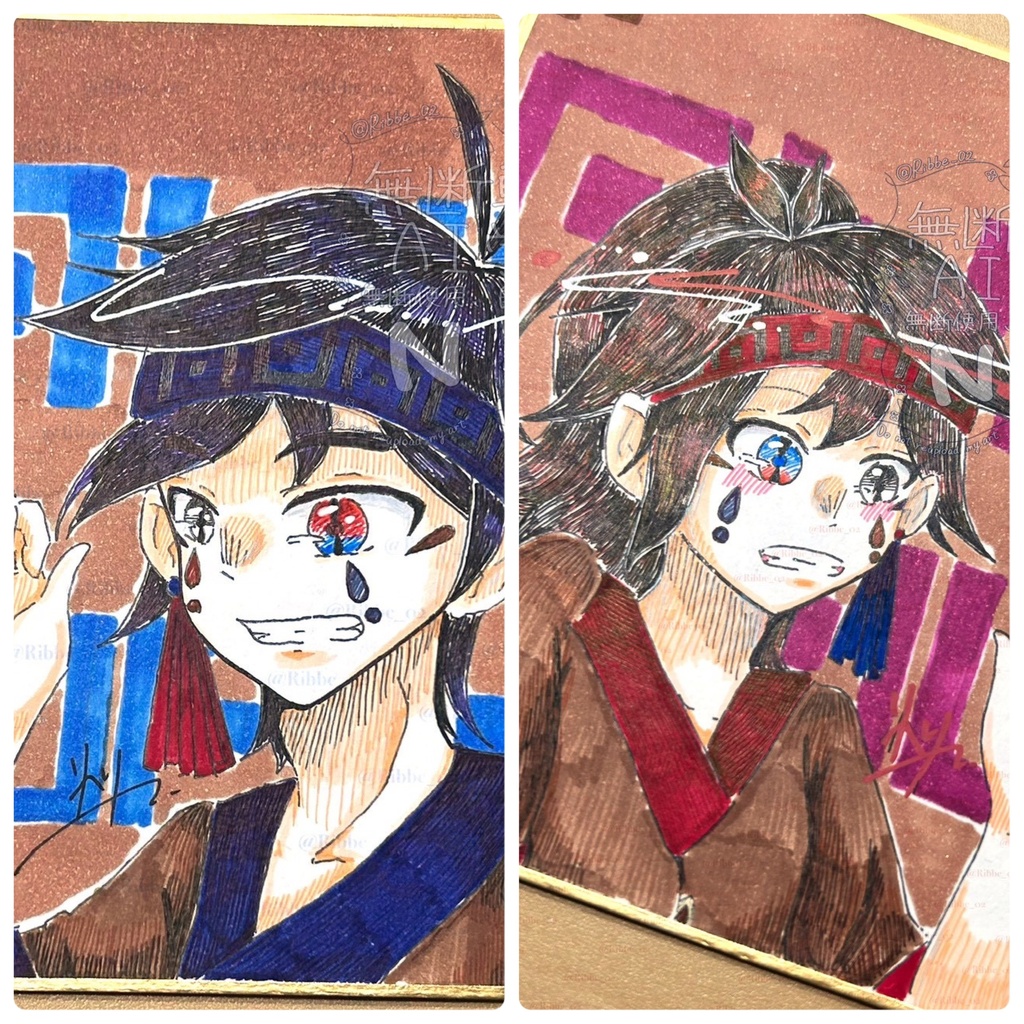 【一次創作】小色紙原画　民族兄妹