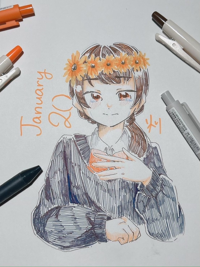 【1次創作】365日学生と花 ポストカード