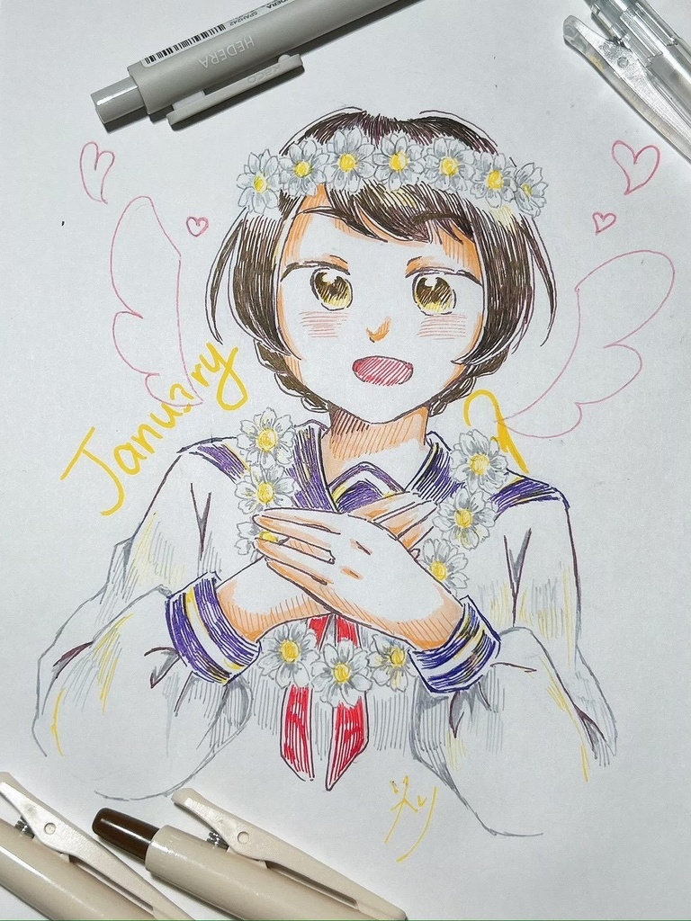 【1次創作】365日学生と花 ポストカード