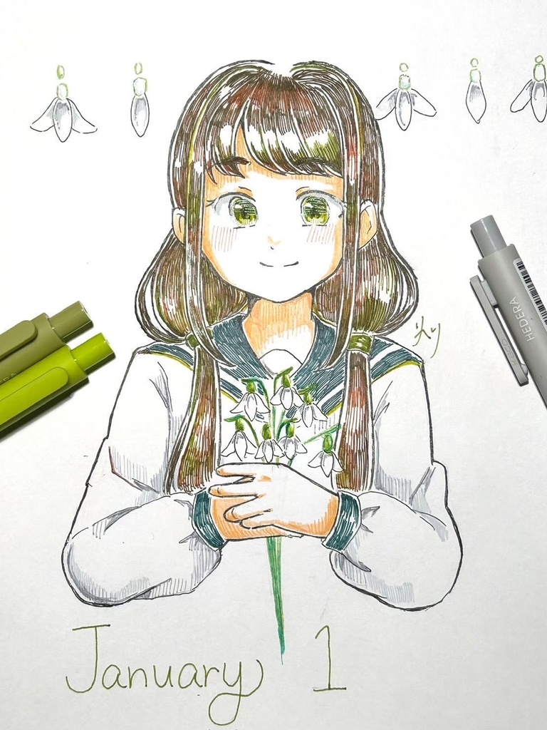 【1次創作】365日学生と花 ポストカード