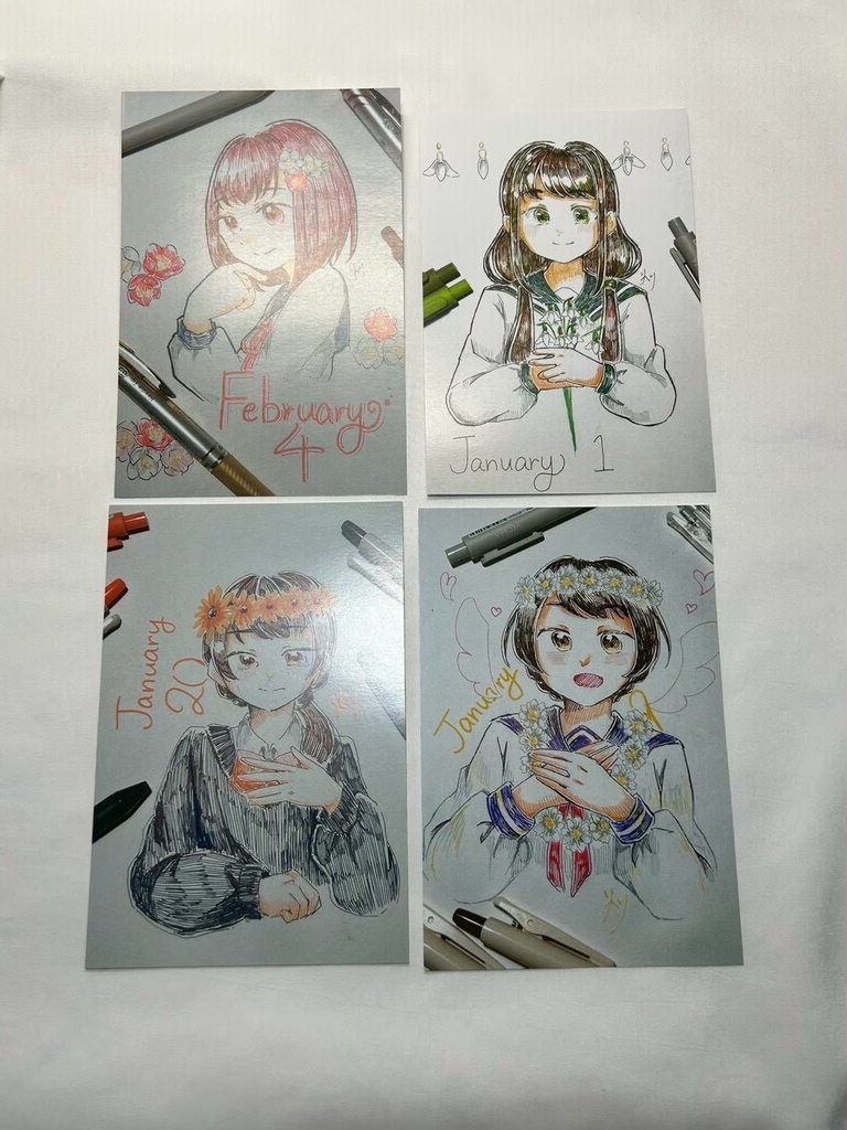 【1次創作】365日学生と花 ポストカード