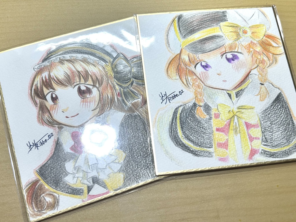 【マギレコ】小色紙原画イラスト　クリスマス限定衣装灯花、ねむ